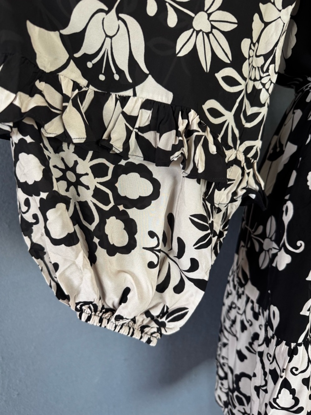 Kobi Halperin Margie Dress Medium NWT Black White Floral Silk Blend Tiered Mini - Picture 10 of 12